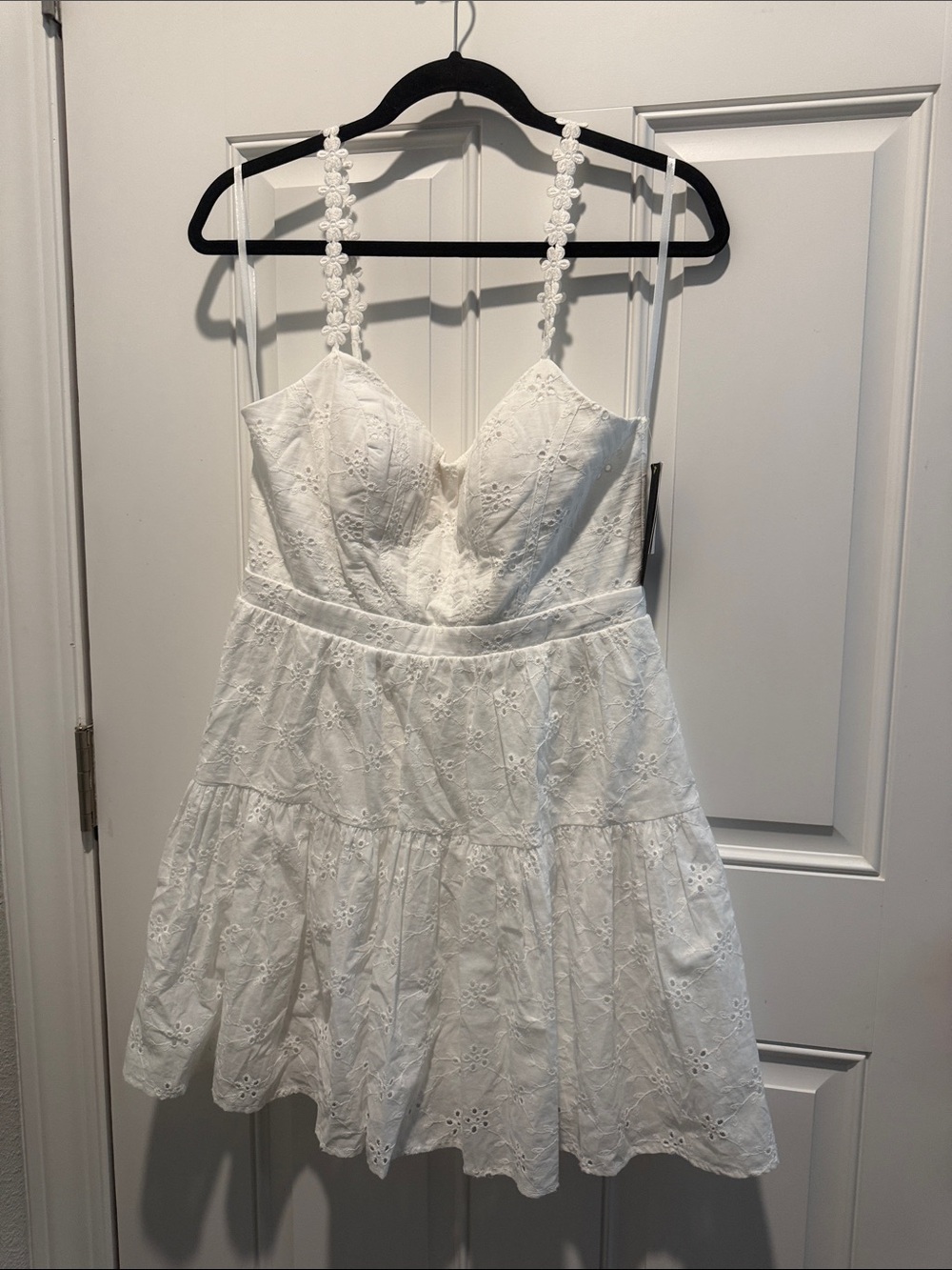 CITY TRIANGLES Women’s White Eyelet Sundress - Sleeveless Spaghetti Strap